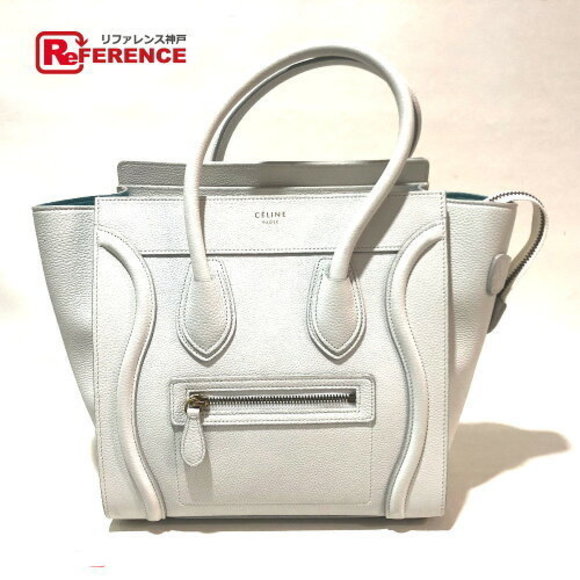 Celine Tote Bag Luggage Handbag Leather White Sky Blue - Picture 1 of 9
